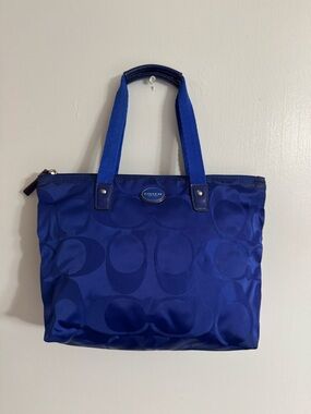 Coach Cobalt Blue Signature Nylon Tote